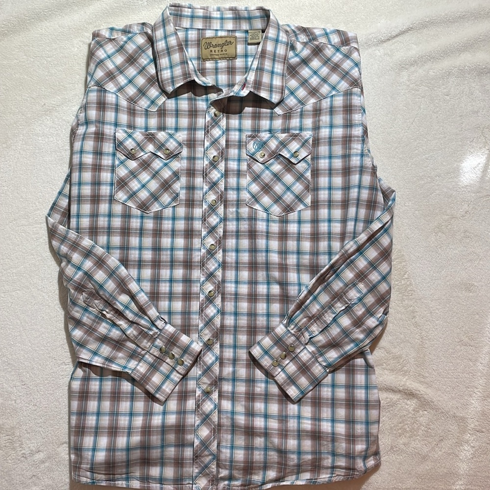 WRANGLER MENS RETRO 3XL WESTERN PEARL SNAP LONG SLEEVE SHIRT - Picture 5 of 8